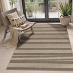 Lahome Elance Striped Easy Jute Porch Rug, 3x5 Washable Rugs for Entryway Living Room, Farmhouse Nature Non Slip Non Shedding Indoor Outdoor Carpet for Entry Classroom Patio, Khaki