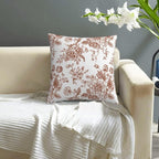 Chinoiserie Brown and White Pillow Covers 18x18 Set of 2, Vintage Rustic Flower Floral Throw Pillow Covers Outdoor Decorative Pillow Case for Couch Bed Sofa Cushion Home Decor