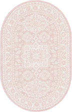 Rugs.com Outdoor Aztec Collection Rug – 3' x 5' Oval Pink Flatweave Rug Perfect for Living Rooms, Large Dining Rooms, Open Floorplans