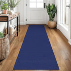 EARTHALL Woven Runner Rug 2x7 Ft Washable Runners for Hallways Cotton Non Slip Rubber Backed Kitchen Runner Braided Indoor Floor Carpet for Entryway, Hallway, Kitchen, Bedroom, Royal Blue/Navy
