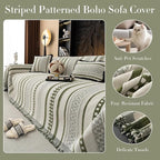 Striped Couch Cover Blankets, Boho Couch Covers, Sofa Blanket Cover for Dogs, Large Couch Covers for Loveseat Sofa, Chenille Sofas Covers Washable Sectional(1pc/Green/71 x 118")