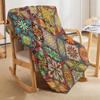 Boho Floral Throw Blanket Colorful Mandala Bohemian Indian Hippie Vintage Blanket for Sofa Bed Couch Chair or Dorm 40"x50"