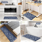 LuxStep Kitchen Mat Waterproof Kitchen Rugs for Floor Cushioned Anti-Fatigue Mat Non-Slip Standing Desk Mat Comfort Floor Mats for House Sink Office 17.3" x 39" Blue