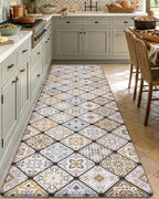 DEXI Anti Fatigue Kitchen Mats for Floor, 23x86, Cushioned Standing Padded Mat Waterproof, Comfort Runner Rug for Laundry Room Office, Brown Checkered