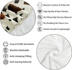 WIBUE Cow Throw Blanket 80"x60" with 2 Pcs Pillow Covers 18"x18", Decorative Fleece Blanket 3 Piece Set, Fuzzy Soft Cozy Warm Lightweight Blanket for Bed Sofa Couch Chair