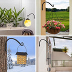 FEED GARDEN 2 Pack 14 Inch Hanging Plant Bracket Wall Hooks Decorative Plant Hangers for Outdoor Hanging Bird Feeders, Wind Chimes, Plant Baskets, Black