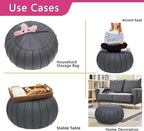 Thgonwid Handmade Storage Pouf Ottoman Foot Stool - Faux Suede Round Floor Cushion 21.6"x13" for Living Room, Bedroom, Wedding Decor, Unstuffed (Deep Grey)
