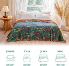 MSGKV Boho Throw Blanket for Couch and Sofa Cotton Blankets for Living Room Bedroom Reversable Florals Throw 60"x80" Spring Breathable Cozy Blankets