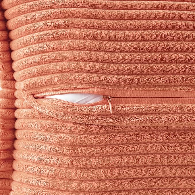 MIULEE Decorative Lumbar Throw Pillow Covers for Couch Bed Livingroom 12x20 Inch Set of 2 Coral Red Boho Accent Throw Pllows Broadside Striped Patchwork Soft Corduroy Summer Pillowcases