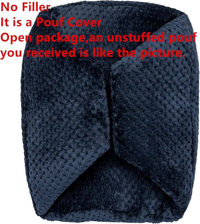 Asuprui Pouf Ottoman Unstuffed Ottoman Foot Rest No Filler Foot Stool 20x20x12 Inches Fuzzy Chair Floor Pouf Chair with Storage for Living Room Bedroom Navy Blue
