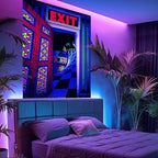 3D Exit Blacklight Tapestry Wall Decor for Men Bedroom, Trippy 3D Illusion Glow in the Dark Wall Hanging Backdrop for Men Guys Game Room, UV Reactive 3D Poster for Living Room Dorm 60x79 Inches