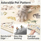 Cat 8x10 Area Rugs for Living Room, Machine Washable Animal Floral Vintage Rug Non-Slip Low Pile Soft Throw Large Rugs for Bedroom Dining Room Kitchen Nursery Playroom (8 x 10,Beige)