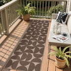 Lahome Modern Geometric Easy Jute Washable Runner Rug 2.5x8, Non Slip Carpet Runners for Hallway 8ft, Brown Neutral Semi-Circle Rug for Outdoor Deck Porch
