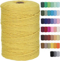 Cotton Macrame Cord 3mm 328yards Natural Colored Macrame Supplies, Soft Craft Cotton Rope for Plant Hanger Wall Hanger Dreamcatcher (Yellow)