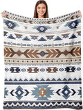 Aipon Boho Aztec Throw Blanket 50"x 60", Western Indian Native American Blanket Southwestern Decor, White Brown Soft Cozy Lightweight Throws Blankets Gifts for Women Men Couch Bed Sofa Chair