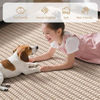 Boho Washable Area Rugs 6x9 ft, Non Slip Area Rug for Living Room, Braided Office Rugs Bedroom Rug Woven Washable Indoor Floor Carpets for Office Dining Bedroom Living Room, Easy to Clean, Brown
