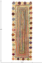 Runner Area Rug - 2.6x4 Feet Multicolor Cape Code Chindi Cotton Jute Rug Geometric Kilim Rug Indoor Outdoor Use Carpet Flatweave Rugs for Bedroom Bedside Runner Kitchen Hallway & Stair