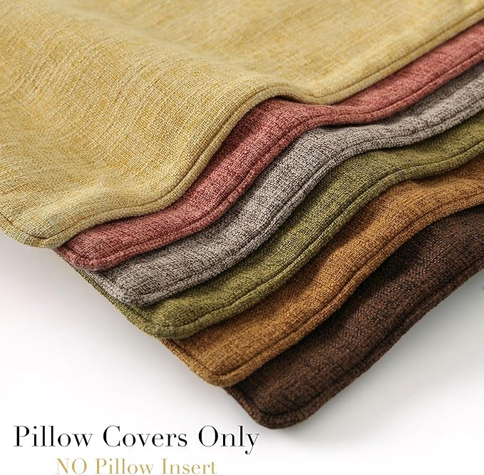 HPUK Linen Throw Pillow Covers Pack of 2, 18x18 Inch Accent Cushion Covers for Living Room, Bedroom, Decorative Solid Color Pillow Covers for Couch, Sofa, Chair, Chocolate