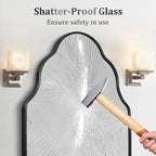 Scalloped Mirror for Bathroom - 24"x36" Black Bathroom Mirror with Aviation Aluminum Alloy Frame & Shatter-Proof Glass for Living Room Bedroom Entryway, Brushed Black Frame(x1)