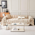 ROOMLIFE Boho Couch Cover for 3 Cushion Couch L Shape Sofa Covers for Sectional Sofa Reversible Silpcover for Dogs Washable Chenille Furniture Protector for Living Room,91"x118"