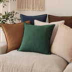 Foindtower Set of 2, Decorative Linen Soild Throw Pillow Covers Soft Accent Euro Cushion Case Farmhouse Neutral Pillowcase for Chair Couch Sofa Bedroom Living Room Home Decor 20 x 20 Inch Pine Green