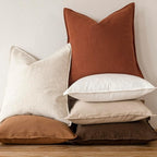 Foindtower Pack of 2, Decorative Linen Soild Throw Pillow Covers Soft Accent Cushion Case Farmhouse Neutral Pillowcase for Chair Couch Sofa Bedroom Living Room Home Decor 26 x 26 Inch Fall Rust Orange