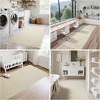 2x8 ft Hallway Runner Rug Extra Long Boho Woven Kitchen Runner Rugs Mat Non Slip Washable, Soft Entryway Laundry Hall Floor Runner Carpet for Indoor Backdoor Bedroom Hallway Living Room, Beige