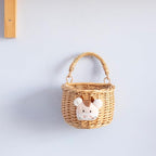 Wicker Hanging Wall Basket, Woven Hanging Basket, Door Baskets for Flowers Front Door, Wall Organizer for Entryway, Kitchen, Living Room, Garden, Farmhouse Decor (Original)