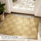 BESTSWEETIE 2'x3' Washable Rug Hand-Woven Low Pile Soft Checkerboard Pattern Reversible Checkered Braided Rugs with Short Fringe Carpet for Living Room Bedroom Dining Room Home Decor - Naturejute