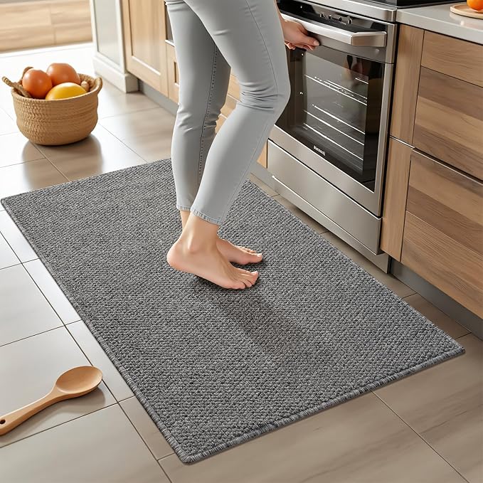 Softlife Rugs for Entryway 2x3 ft Faux Jute Rug Dirt Trapper Small Bathroom Rug Washable Door Rugs Kitchen Mat Modern Farmhouse Carpet for Front Porch Bathroom Kitchen Bedroom, Grey
