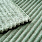 MIULEE Fleece Bed Blanket King Size 90"x108" 300GSM Super Soft Lightweight Plush 3D Striped Jacquard Blanket, Sage Green Warm Cozy Breathable Ribbed Blankets for Couch Sofa
