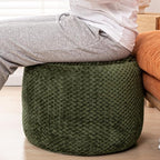Ottoman Foot Rest Stuffed Round Boho Floor Poof Seating Armchair Foot Stool Floor Cushion Bean Bag Pouf Ottoman 18x18x14 Inch Forest