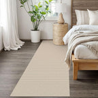 EARTHALL Woven Runner Rug 3x8 Ft Washable Runners for Hallways Wide Non Slip Rubber Backed Kitchen Runner Braided Indoor Floor Carpet for Entryway, Hallway, Kitchen, Bedroom, Beige/Khaki