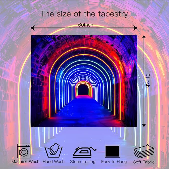 Avinyl Blacklight 3D Wall Tapestry for Bedroom, Glow in the Dark Funny Posters Tapestries for Gamer Teens, UV Reactive Cool Backdrop for Living Gaming Room Dorm Festival Decor 51in X 60in