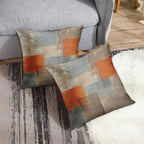 Britimes Throw Pillow Covers Modern Home Art Decor, 16 x 16 Inches Set of 2 Pillow Cases Decorative, Abstract Oil Painting Pillowcases for Bedroom, Living Room, Cushion Couch Sofa, Grey Orange
