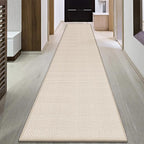 GOYLSER 17ft Jute Running Rugs for Hallway, Kitchen Rug Runner Non Slip Washable Hall Runner Rug, Beige Runner for Kitchen Floor Non Slip