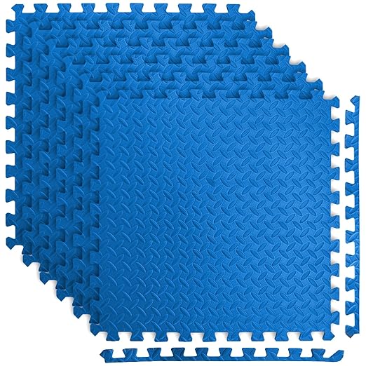 Art3d 24 Sq.Ft Eva Puzzle Exercise Mats, 1/2" Thick Foam Interlocking Tiles for Gyms, Flooring, Workout, Gym Equipments, Pack of 6, Blue