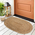 Chardin home Hand Woven Natural Jute Braided Rug – 2x3 Feet Oval | Vintage Boho Reversible Doormat for Entryway, Front Door | Farmhouse Natural Fiber Rugs for Bedroom, Kitchen, Living Room