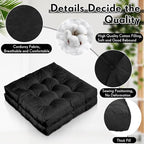 Jerify Floor Pillow Cushions Large Round Square Large Meditation Floor Pillow for Classroom Adult Meditation Picnic Party Seating Learning Daycare School(Square,Black,4 Pcs)