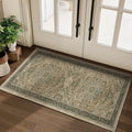 2x4 Entryway Small Rug, Retro Distressed Medallion Door Mat Indoor Entrance Entry Way, Washable Non Slip Low Pile Thin Runner Rug for Kitchen Floor Sink Area Bathroom, Multi Brown/Olive