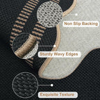 Scalloped Modern Easy Jute Carpet, 4x6 Outdoor Patio Washable Area Rug, Indoor Black Kitchen Rugs Farmhouse Neutral Non Slip Rug for Living Room Patio Entryway