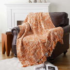 BATTILO HOME Orange Throw Blanket for Couch, Decorative Fall Blankets and Throws, Soft Colorful Throw Blankets for Bed, Halloween Throw Blanket for Home Decor, 50"x60"
