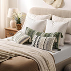 Kevin Textile Spring 12x20 Inch Lumbar Throw Pillow Cover 1 Pack Boho Decorative Soft Chenille Thread Woven Tufted Textured Rectangle Cushion Case Accent for Living Room Couch Sofa Bed, Green