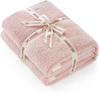 Snuggle Sac Ultra Soft Throw Blanket for Couch Bed Sofa 50x60 inches, Reversible Pink Blanket Microfiber Fluffy Fuzzy Cozy Knit Throws for Women Mothers Birthday Gifts