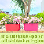 LaLaGreen Outdoor Hanging Planter (11.2 Inch, 6 Pack) Light Purple, Green, Yellow, Cadet Blue, Dark Pink, Red Metal Iron Window Box Flower Pot Deck Railings Balcony Fence Rail Porch Home Garden Decor