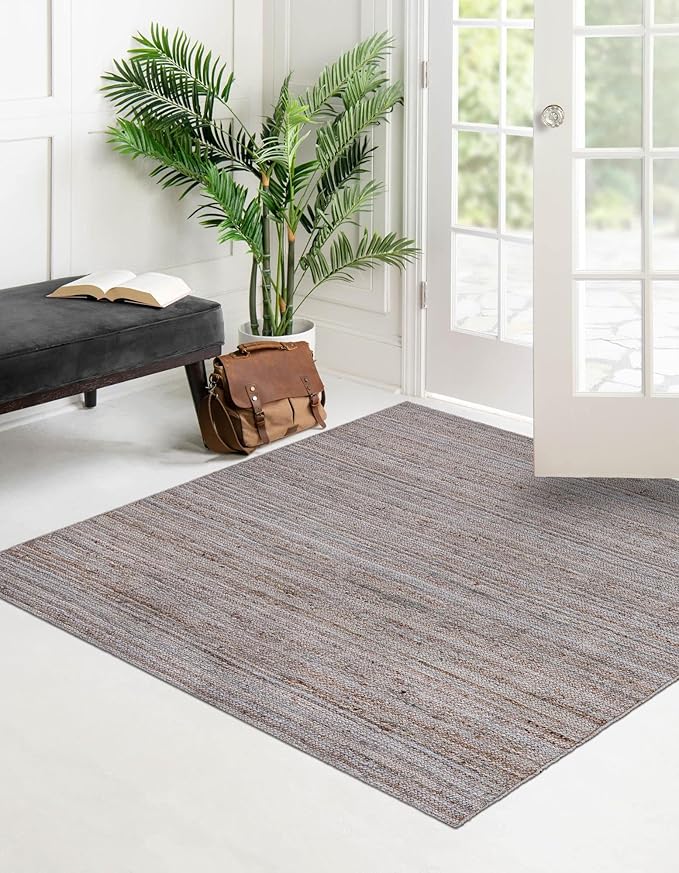 Unique Loom Braided Jute Collection Area Rug - Dhaka (8' Square, Gray)