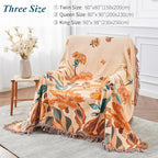Boho Throw Blanket for Bed-100% Cotton Soft Breathable Farmhouse Decor Boho Quilt for Sofa (Flowers Tulips, 90"x98")