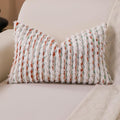 Boho Lumbar Pillow Cover 12x20 Inch Pack of 1 Farmhouse Rectangle Decorative Couch Throw Pillow Cover Brown Green Chenille Tufted Striped Pillowcase for Living Room Sofa Bed