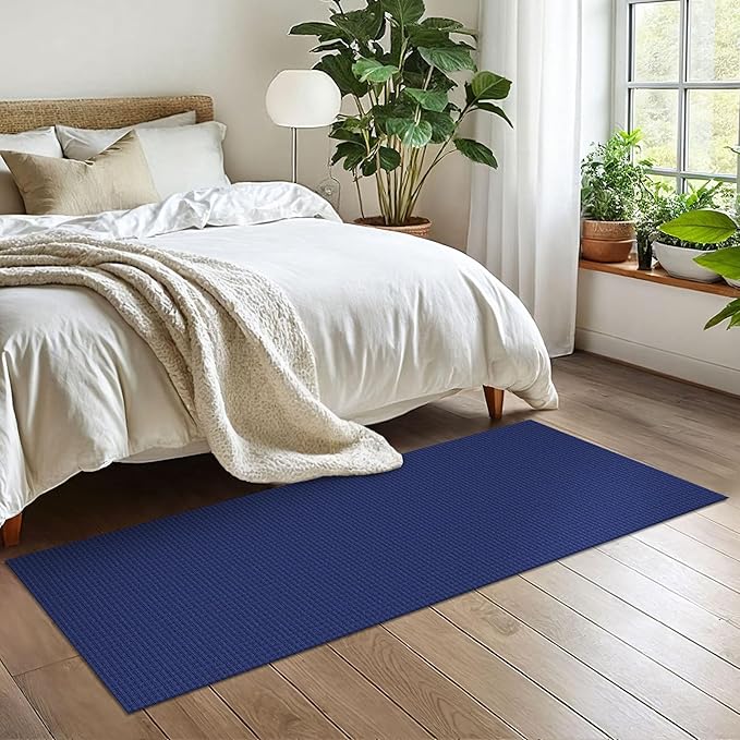 EARTHALL Woven Runner Rug 2x6 Ft Washable Runners for Hallways Cotton Non Slip Rubber Backed Kitchen Runner Braided Indoor Floor Carpet for Entryway, Hallway, Kitchen, Bedroom, Royal Blue/Navy