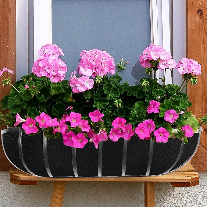 12 x 80 Inch Felt Planter Liner Roll Non-Woven Fabric Coconut Basket Liner Alternative Plant Liner Roll Black Coco Liners Roll Replacement Easy to Cut for Planter Hanging Flower Basket Window Box